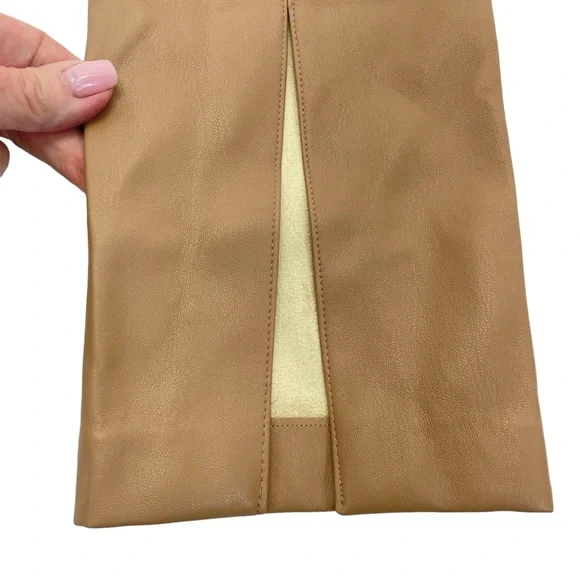 Zara Faux Leather Stretch Pants Large Camel - Picture 11 of 16